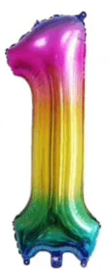 Ballon aluminium couleur arc-en-ciel numéro 0 - 9