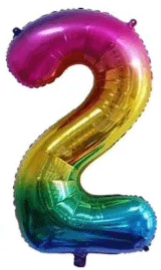 Ballon aluminium couleur arc-en-ciel numéro 0 - 9