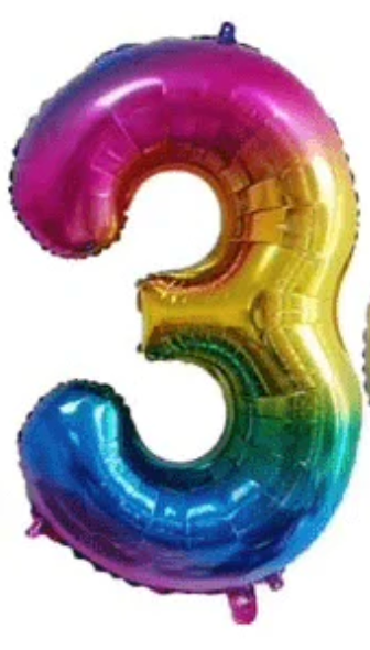 Ballon aluminium couleur arc-en-ciel numéro 0 - 9