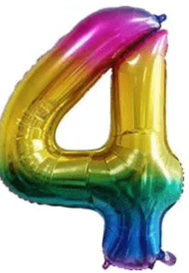 Ballon aluminium couleur arc-en-ciel numéro 0 - 9