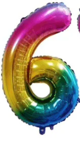 Ballon aluminium couleur arc-en-ciel numéro 0 - 9