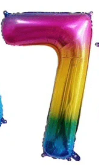 Ballon aluminium couleur arc-en-ciel numéro 0 - 9