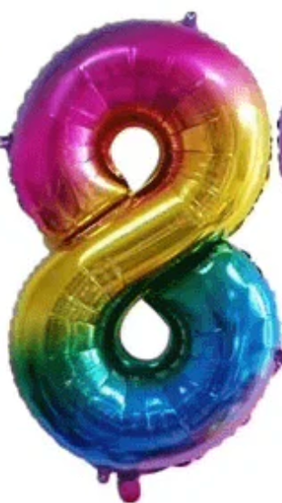 Ballon aluminium couleur arc-en-ciel numéro 0 - 9