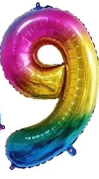 Ballon aluminium couleur arc-en-ciel numéro 0 - 9
