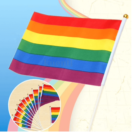 Rainbow flags with handle (10 pieces)