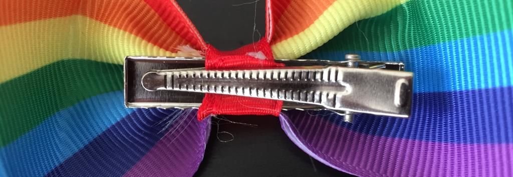 Rainbow bow tie with clip in two different sizes