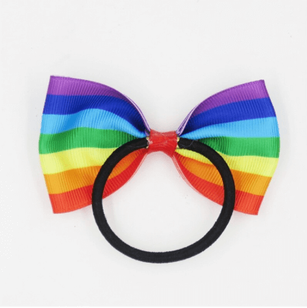 Rainbow Bow Tie With Hair Tie