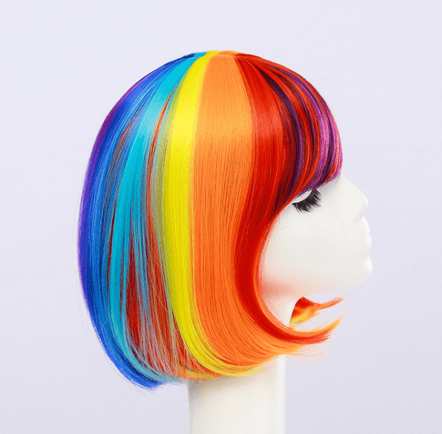 Perücke Bob In Regenbogenfarben