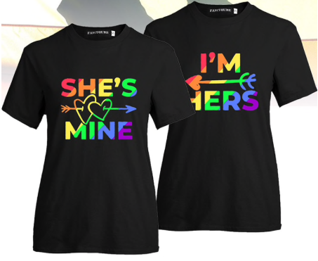 Black short sleeve t-shirt She's mine and I'm hers