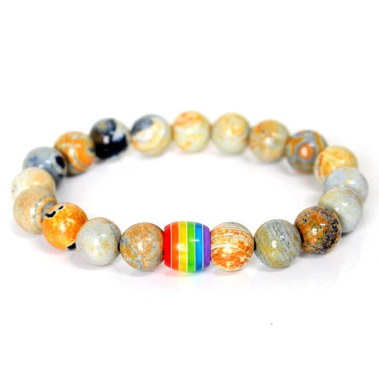 Stone Bracelet Mix Dark With Rainbow Stone