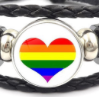 Lederarmband Mit Abnehmbaren Knopf Regenbogenherz