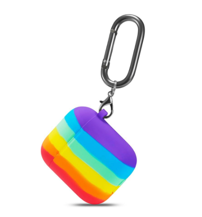 Étui de protection pour Airpods au design arc-en-ciel avec petit mousqueton