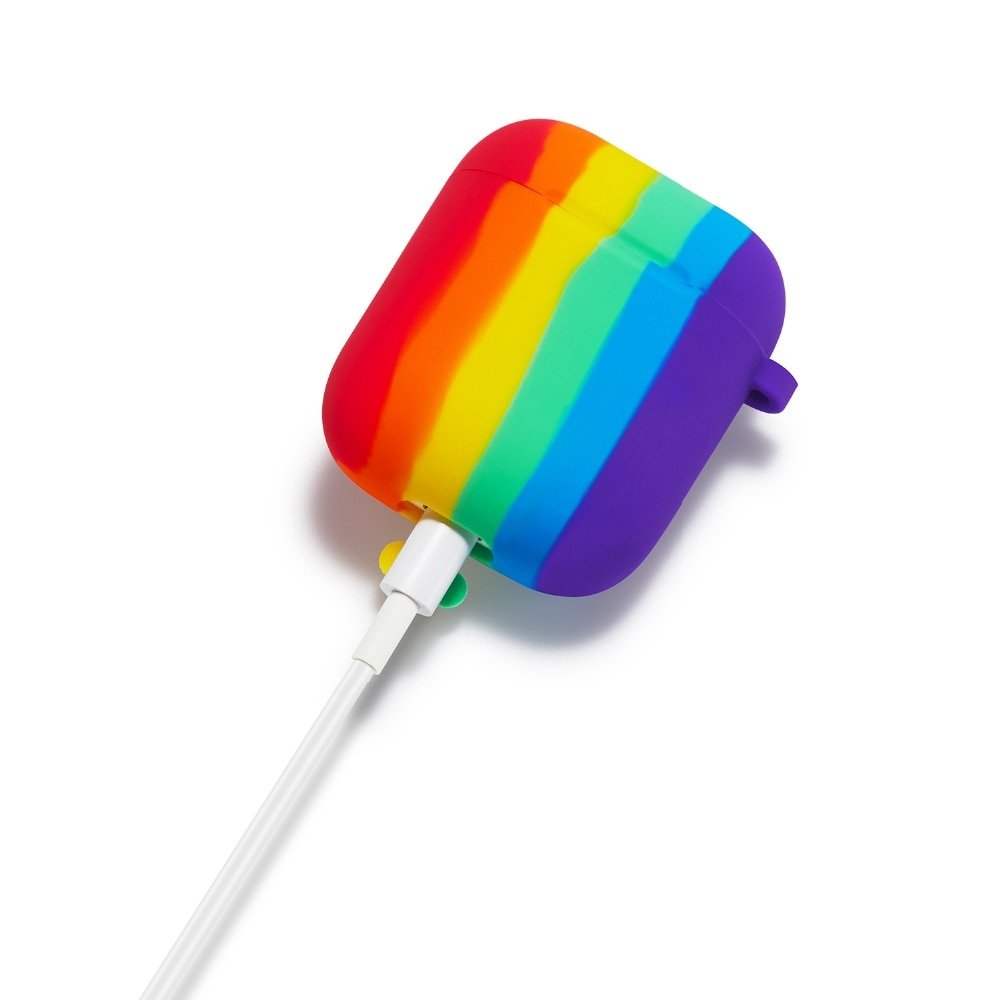 Étui de protection pour Airpods au design arc-en-ciel avec petit mousqueton