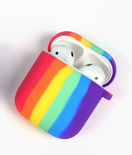 Étui de protection pour Airpods au design arc-en-ciel avec petit mousqueton
