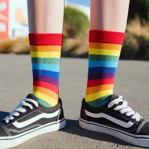 Socks in rainbow design