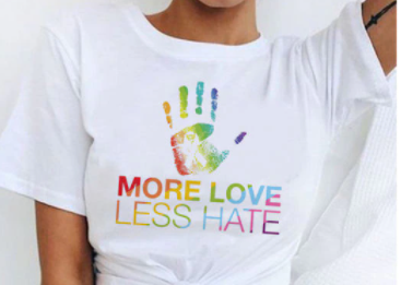 T-shirt manches courtes blanc, plus d'amour, moins de haine