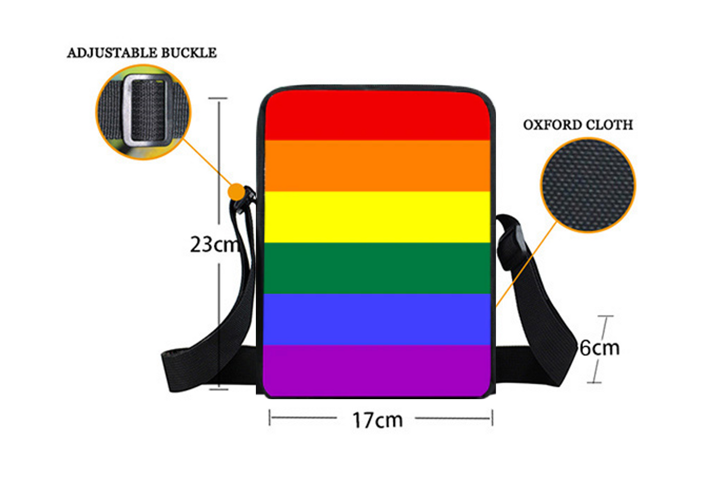 Sac à bandoulière pratique aux couleurs de l'arc-en-ciel