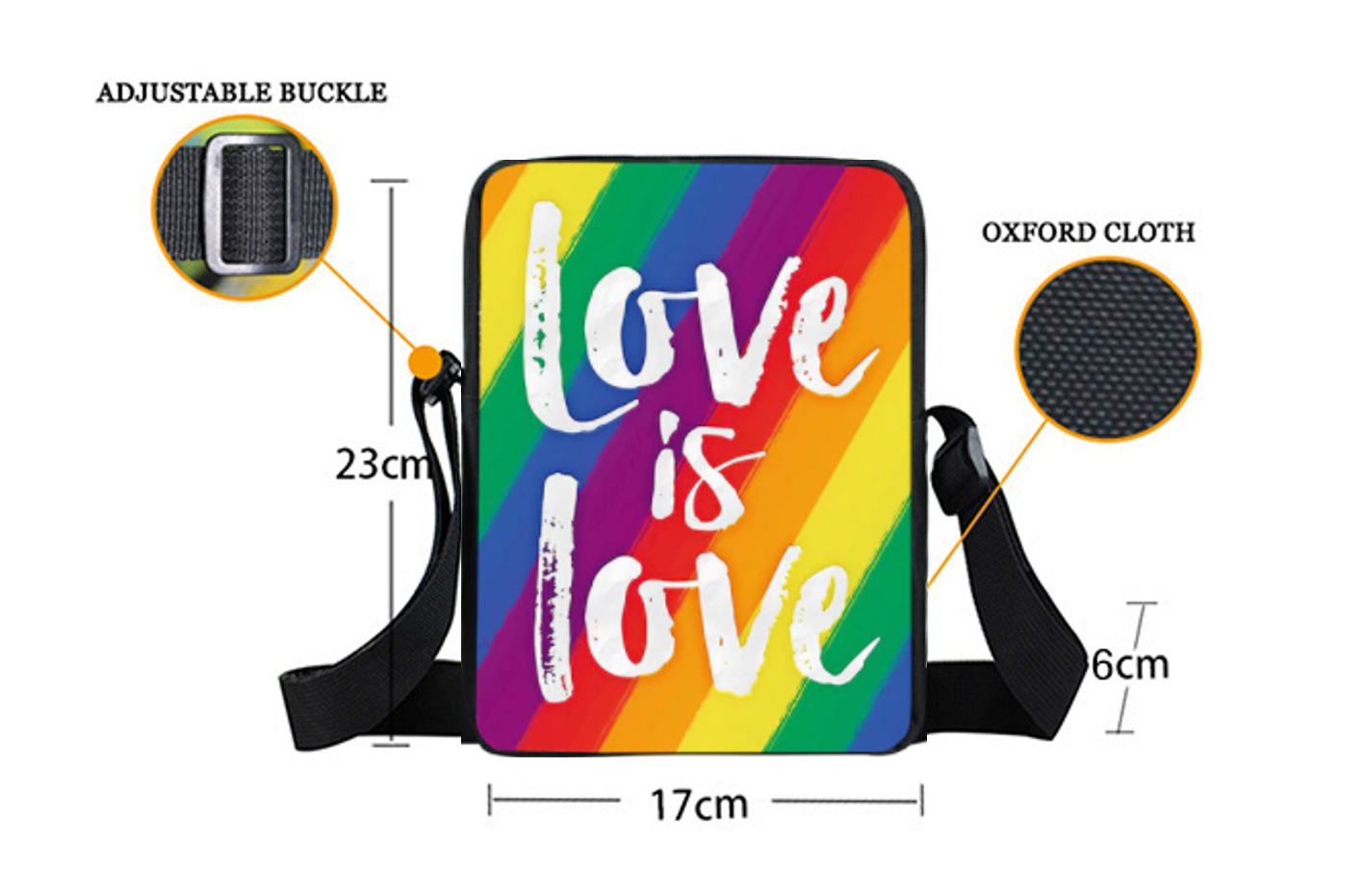 Practical shoulder bag "Love is Love"