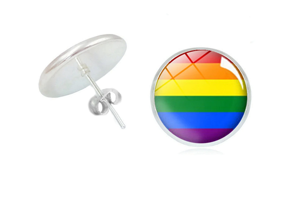 Regenbogen Ohrenstecker rund "Regenbogen" (1Paar)