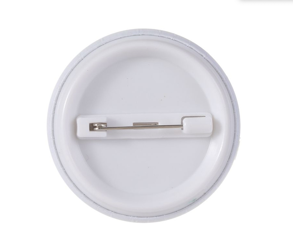 Button white "be proud"