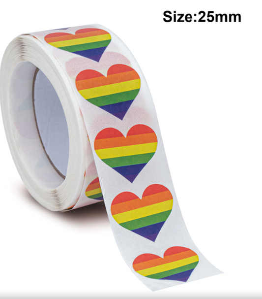 Autocollant coeur arc-en-ciel