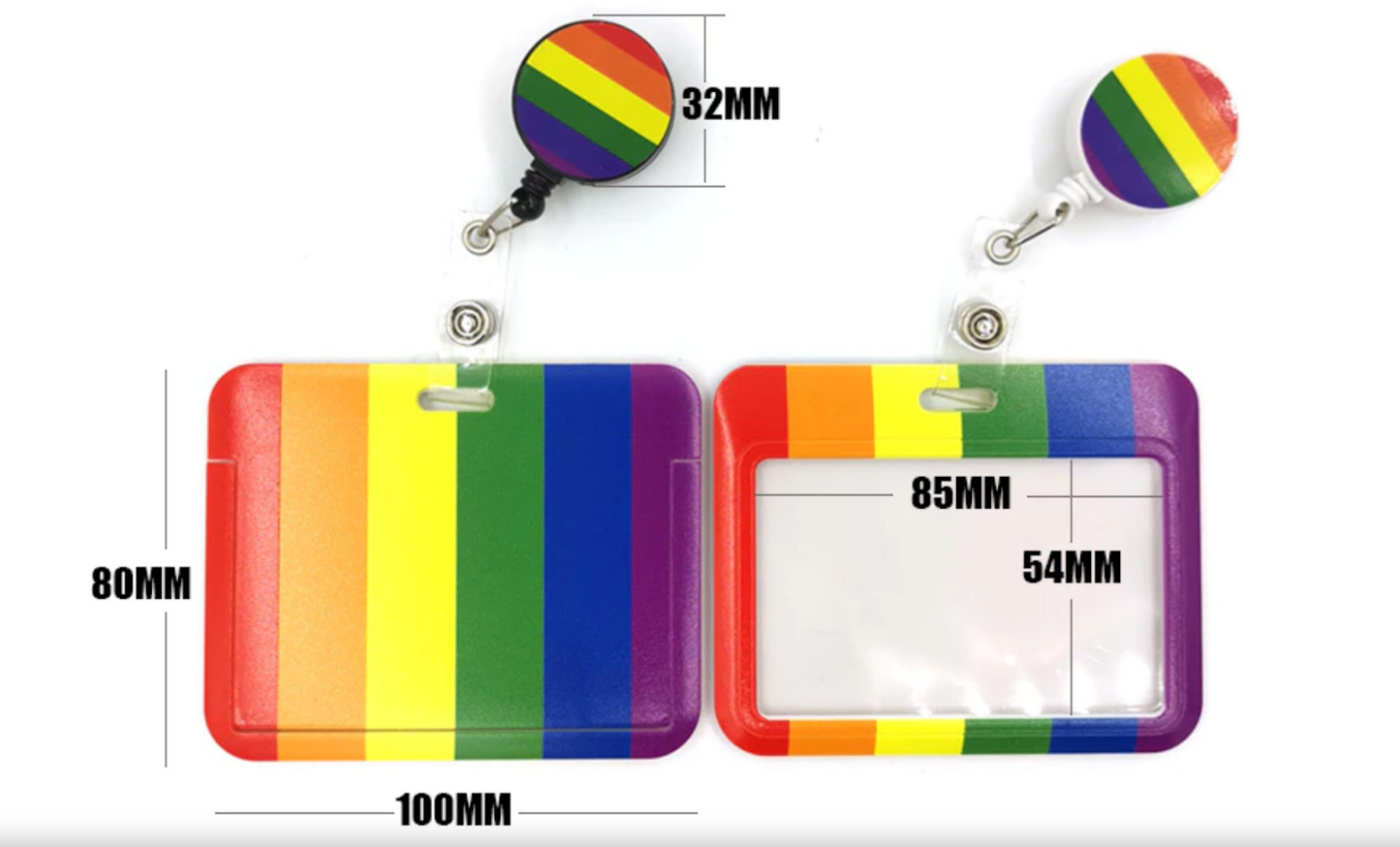 Praktischer Badge Halter im Regenbogendesign