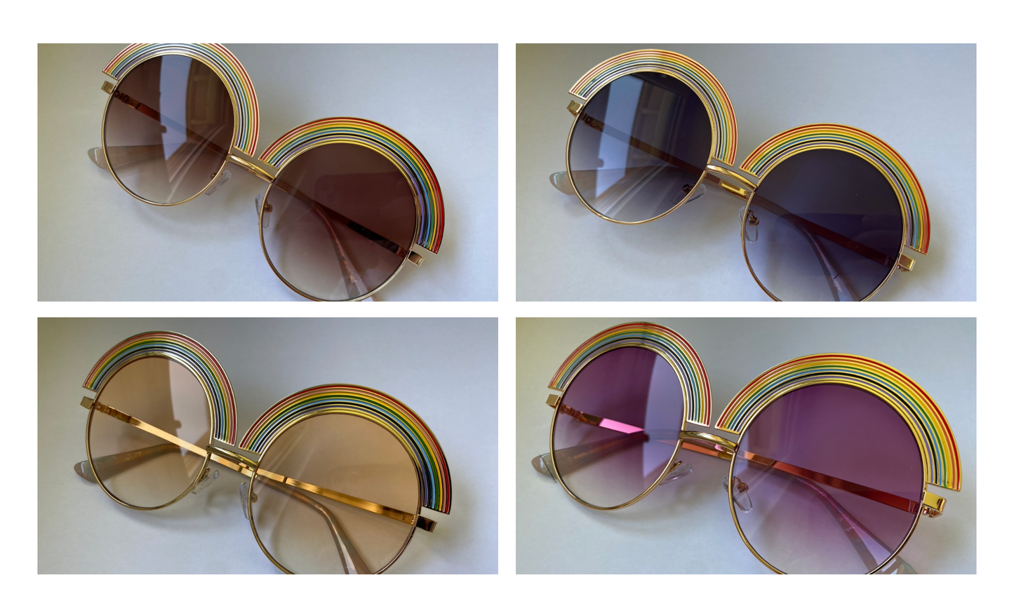 Oversize Regenbogenbrille inkl. Brillen-Etui
