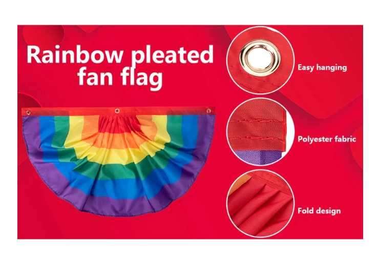 Rainbow flag - pleated 45x90 cm