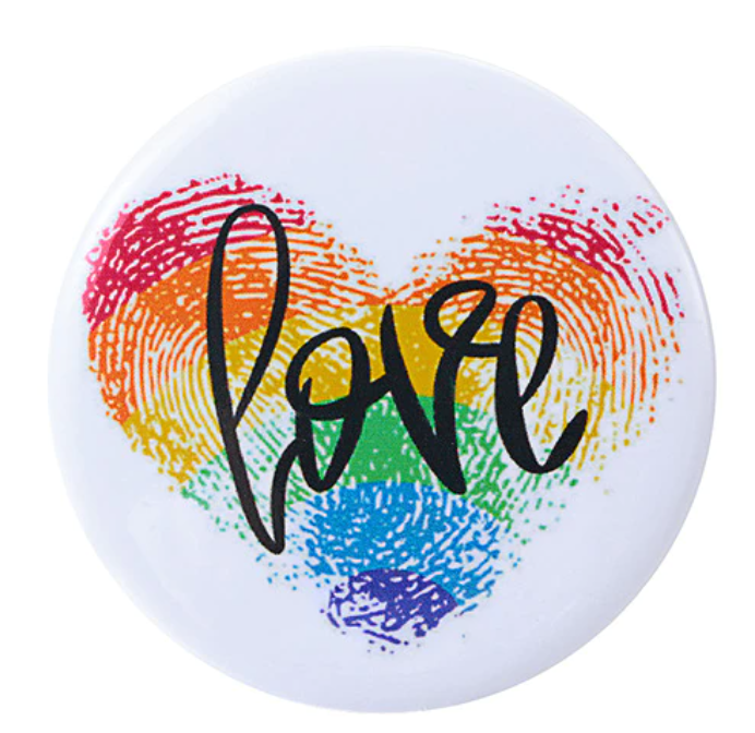 Artistic rainbow button