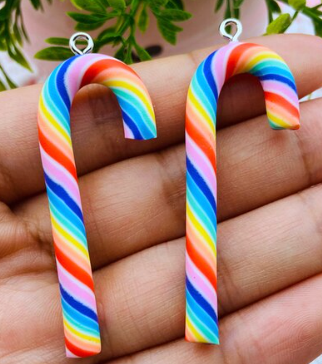Anhänger Zuckerstange Regenbogen Set à 10 Stück