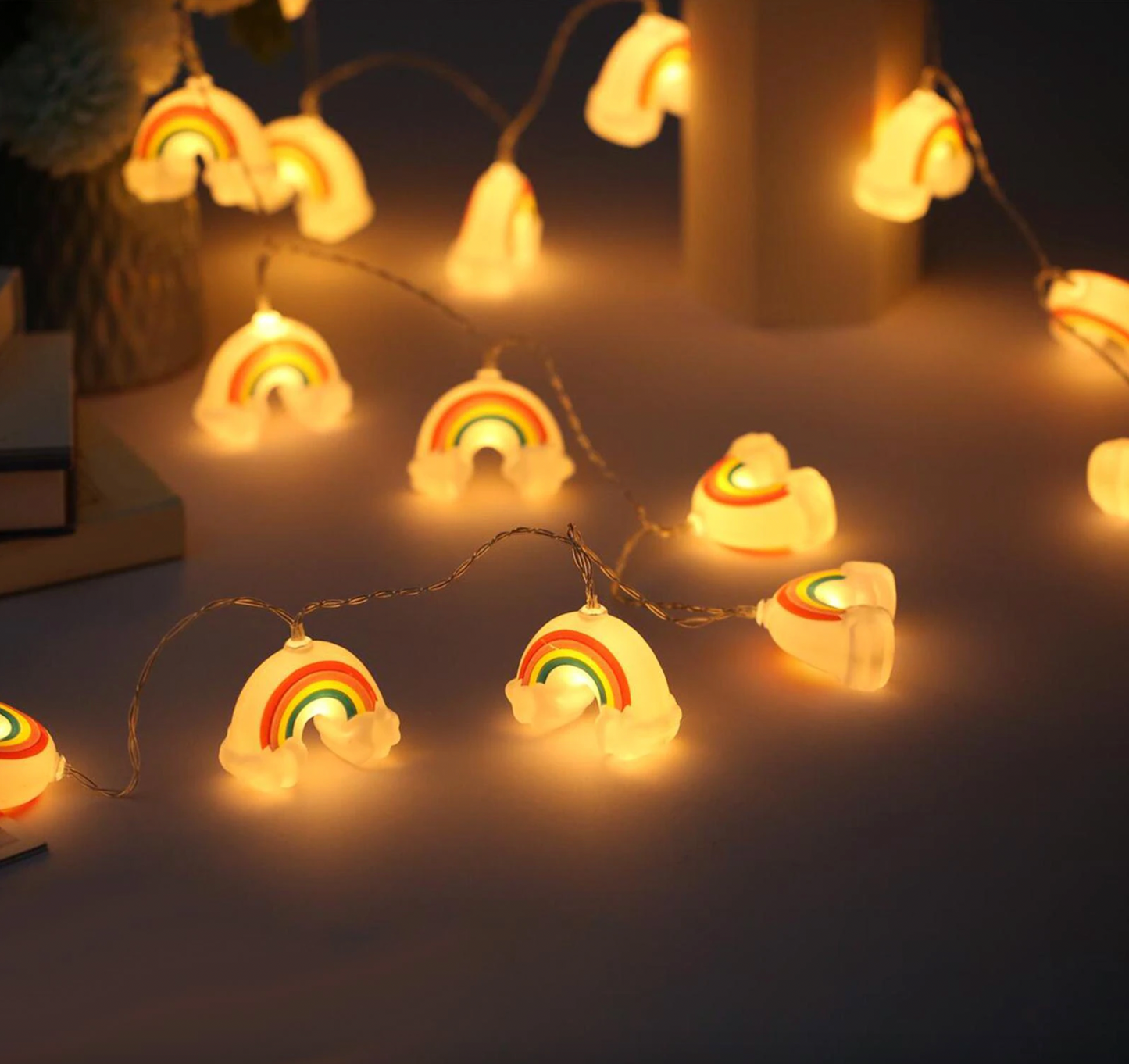 LED rainbow light chain with clouds