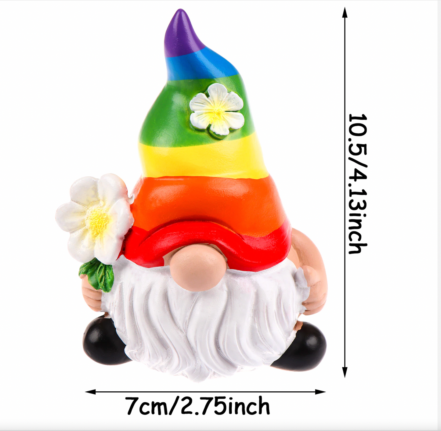 Gnom handbemalt mit Regenbogenhut