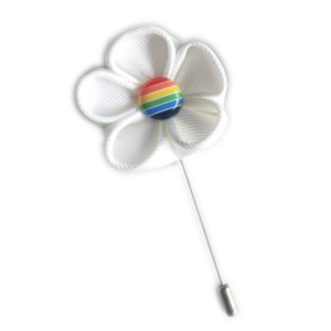 White pin with rainbow center